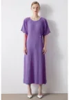 Rochie plisata cu decolteu rotund