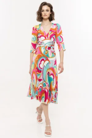 Rochie plisata cu imprimeu