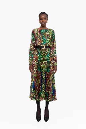 Rochie plisata cu imprimeu 3D