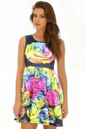 Rochie plisata cu imprimeu floral
