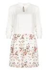 Rochie plisata cu imprimeu floral - Alb - 38