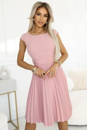 Rochie plisata cu maneca scurta -