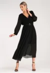 Rochie  plisata - neagra - eleganta - poliester -