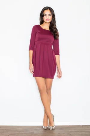 Rochie plisata - poliester - rosu - eleganta -