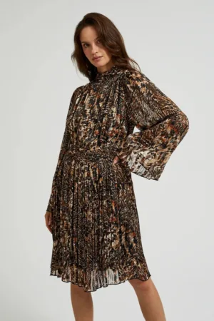 Rochie plissata cu maneci largi neagra