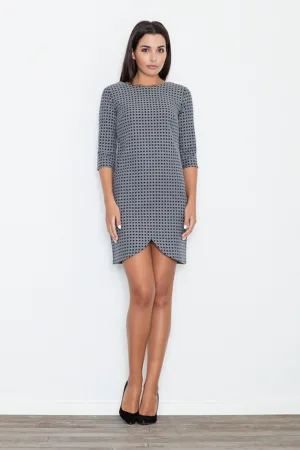 Rochie poliester - gri - fermoar la spate - eleganta