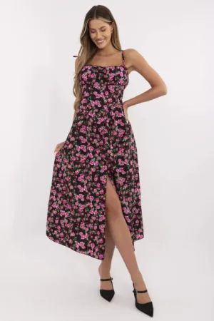 Rochie poliester - one size - neagra/roz