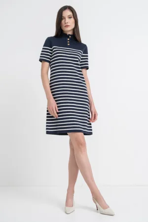 Rochie polo din amestec de bumbac organic cu dungi