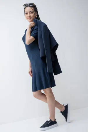 Rochie polo striata cu maneci scurte
