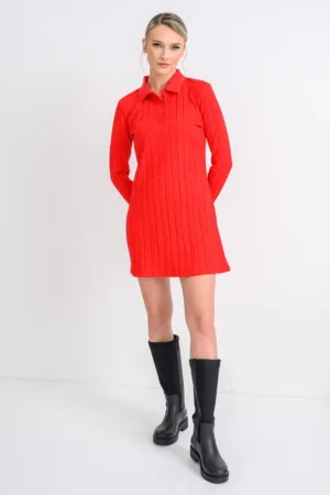 Rochie polo striata cu model monograma discreta