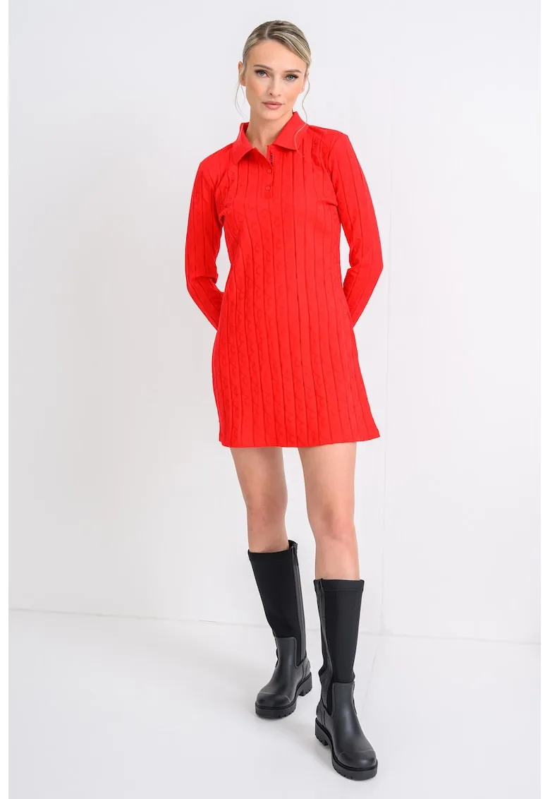 Rochie polo striata cu model monograma discreta