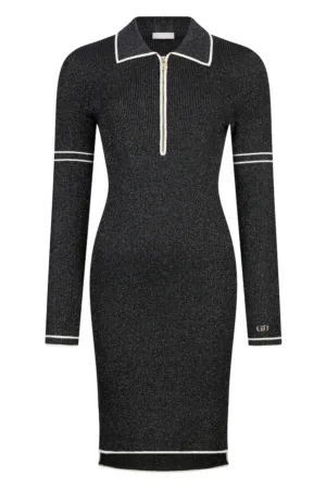 Rochie polo tricotata cu aspect stralucitor