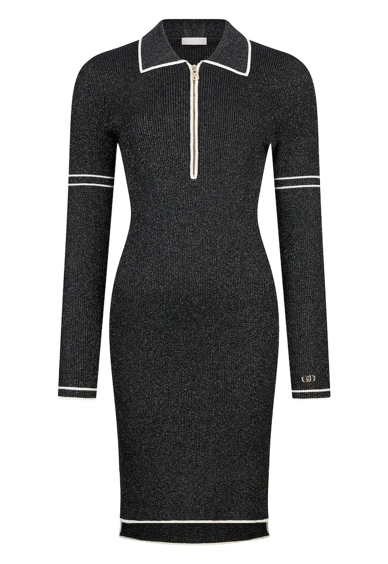 Rochie polo tricotata cu aspect stralucitor