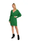 Rochie pulover  Cu decolteu in V - Acril - Lana - Verde