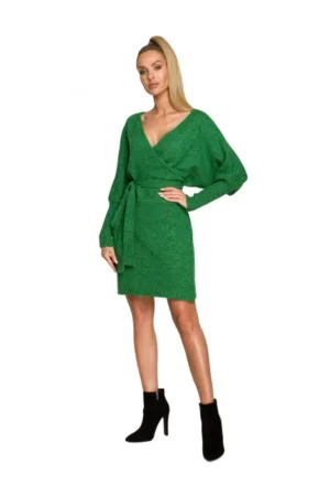Rochie pulover Cu decolteu in V - Acril - Lana - Verde