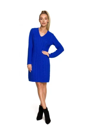 Rochie pulover Cu decolteu in V - Acril - Nylon - Albastru