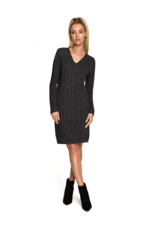 Rochie pulover Cu decolteu in V - Acril - Nylon - Gri