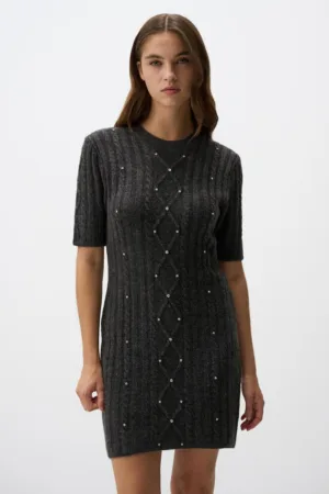 Rochie-pulover cu strasuri