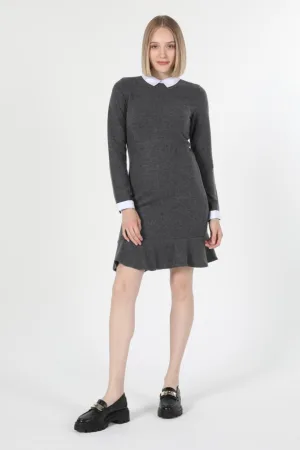 Rochie-pulover cu terminatie volane