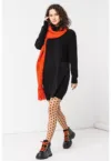 Rochie-pulover din amestec de lana cu maneci cazute