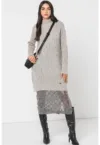 Rochie-pulover din amestec de lana cu model cu torsade