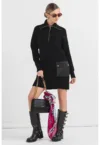 Rochie-pulover scurta cu buzunar aplicat