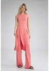 Rochie  roz - viscoza - cu crapaturi - pentru femei -
