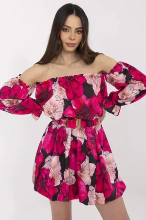 Rochie roz/neagra - one size - poliester