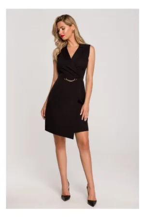 Rochie sacou cu lant decorativ - negru -