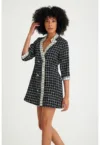 Rochie-sacou din tuid in carouri