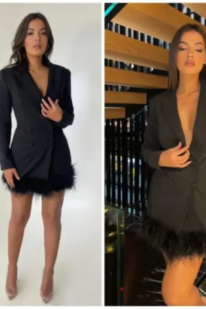 Rochie sacou eleganta cu puf la baza