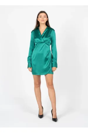 Rochie satinata cu decolteu in V -
