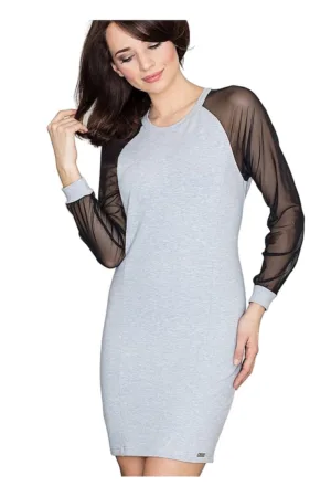 Rochie scurta - Bumbac/Elastan - Gri