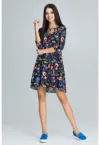 Rochie scurta  M598 - imprimeu floral - multicolor - poliester