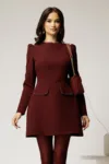 Rochie scurta bordo cu aplicatii la decolteu