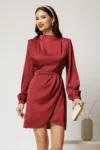 Rochie scurta bordo de ocazie din satin