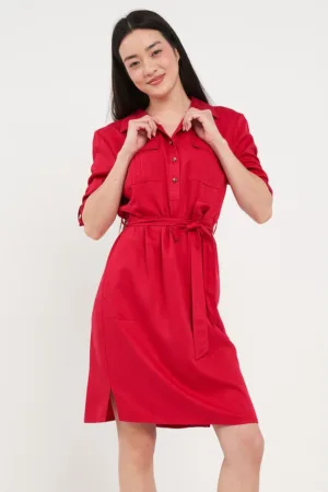 Rochie scurta cu buzunare pe piept