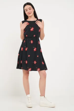 Rochie scurta cu croiala A si model floral