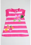 Rochie scurta cu croiala in A - imprimeu in dungi si model floral