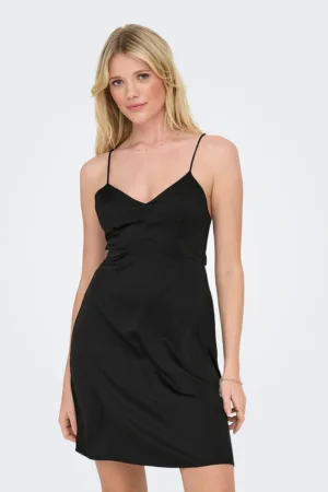 Rochie scurta cu croiala in A si bretele inguste