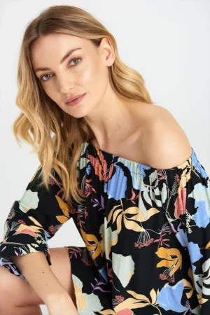 Rochie scurta cu decolteu elastic pe umeri