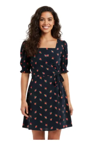 Rochie scurta cu decolteu patrat si model floral -