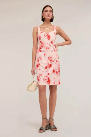 Rochie scurta cu imprimeu grafic - Roz deschis - Piersica -
