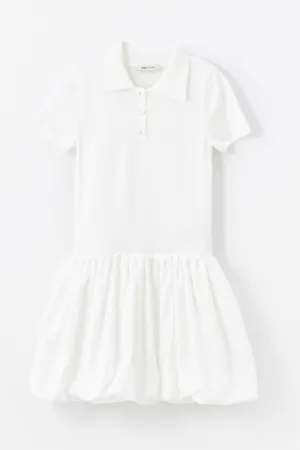 Rochie scurta cu model uni si guler polo