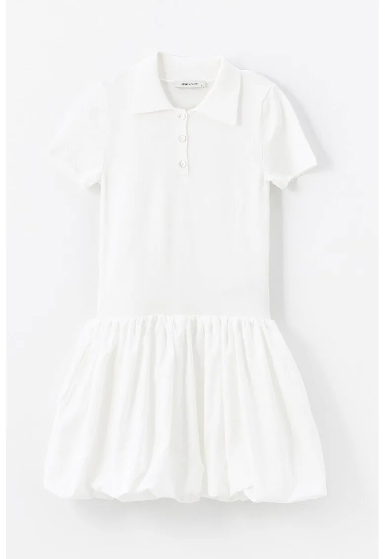Rochie scurta cu model uni si guler polo