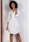 Rochie scurta cu nasturi si snur in talie