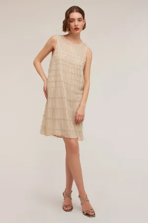 Rochie scurta cu paiete - Maro taupe deschis -