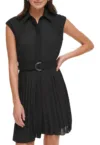 Rochie scurta cu pliuri si curea in talie