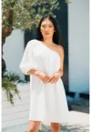 Rochie scurta cu un umar gol White 17675