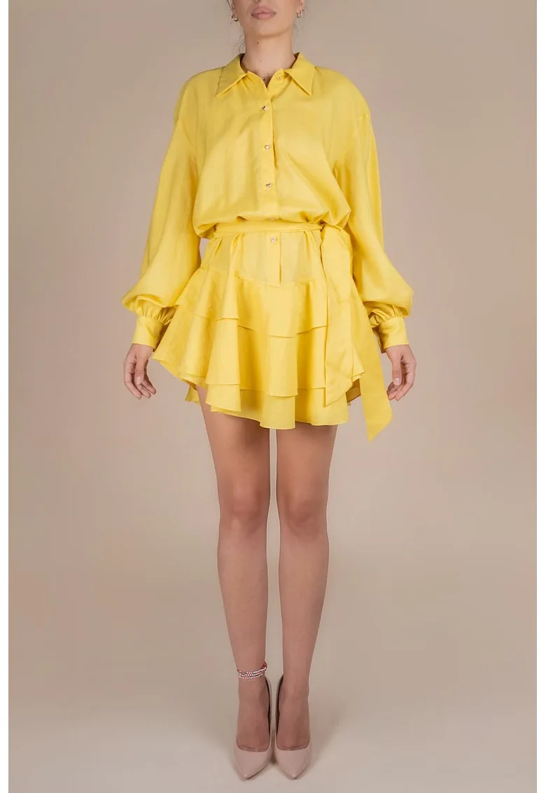 Rochie scurta cu volane din in